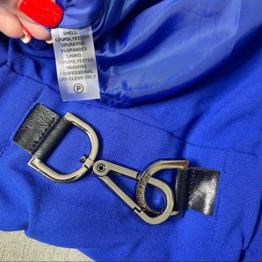 Calvin Klein Blue Sleeveless Sheath Dress with Elastic Buckle Waist Size 2 - Picture 9 of 10
